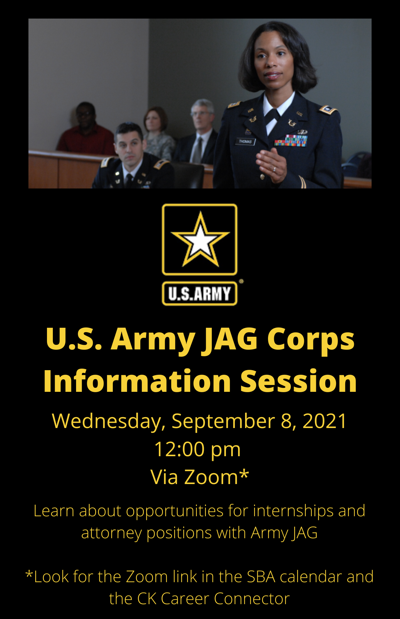 Army JAG info session flyer